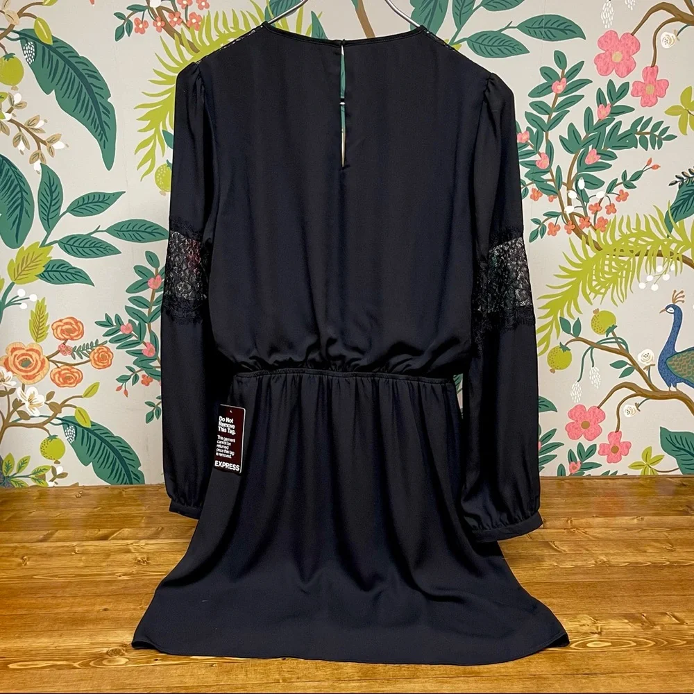 Express Black Lace Detail Long Sleeved Dress *NWT* - Picture 2 of 11